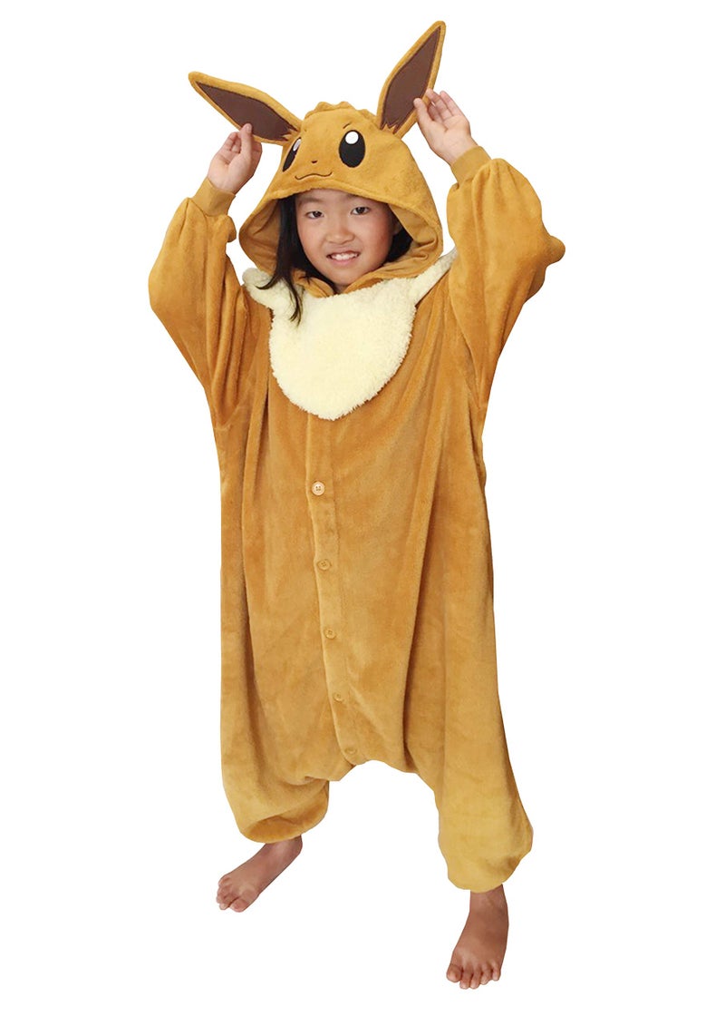 SAZAC Kigurumi - Pokemon - Eevee - Onesie Jumpsuit Halloween Costume - Kids Size (5-9 Year Old) - Image 2